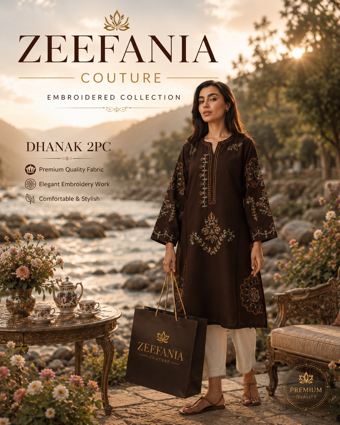 Zeefania Couture 2PC Dhanak Embroidery Collection