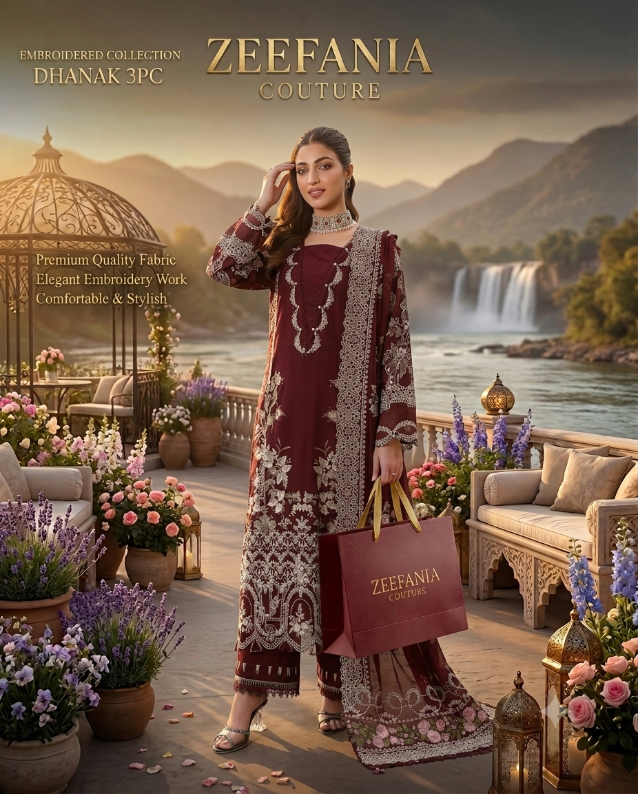 zeefania Couture 3PC Dhanak Embroidery Collection