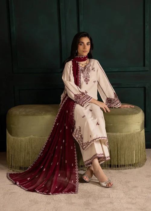 Mehroon Embriodered Suit