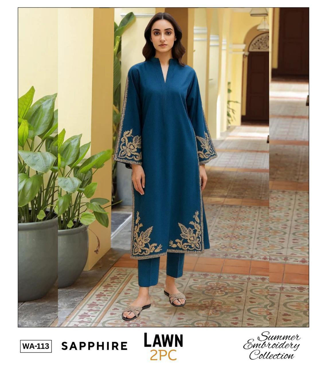 2PC Embroidered Unstitched Lawn Suit |