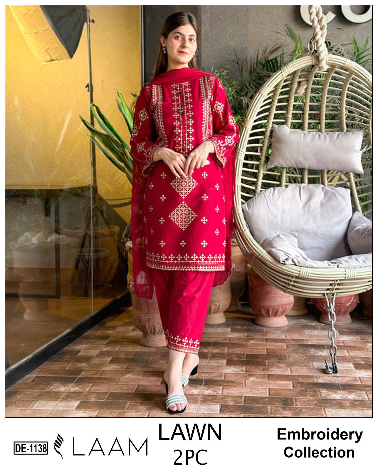 2PC Embroidered Unstitched Lawn Suit |