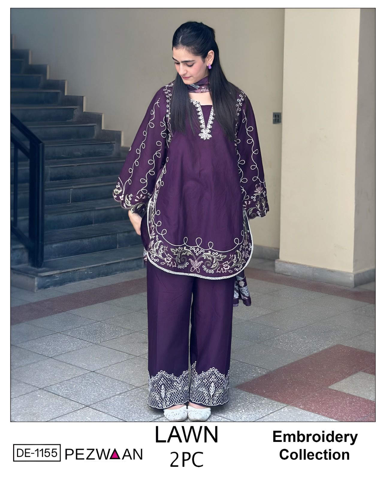 2PC Embroidered Unstitched Lawn Suit |