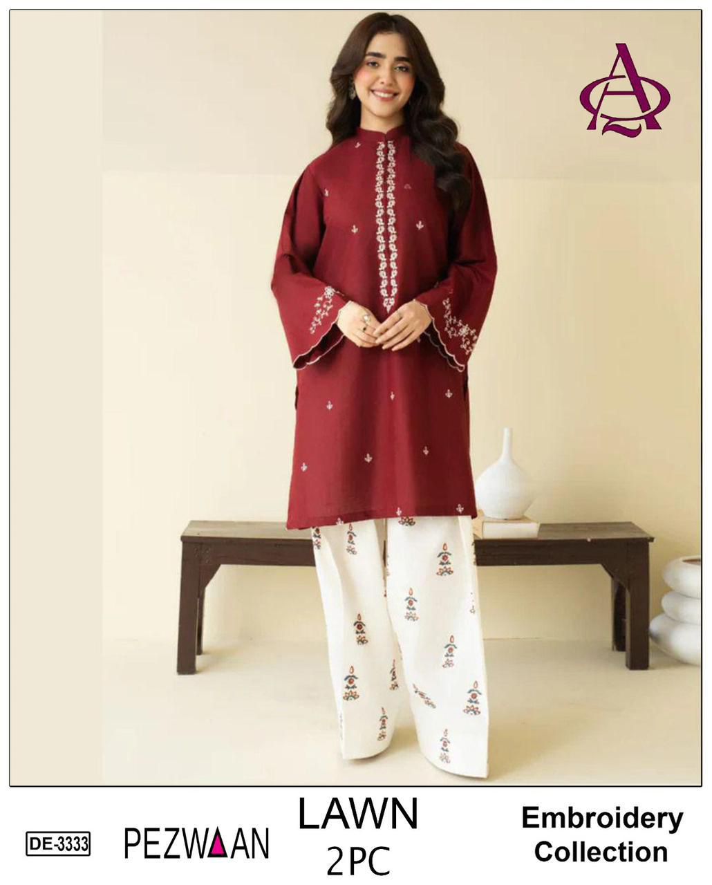 2PC Embroidered Unstitched Lawn Suit |