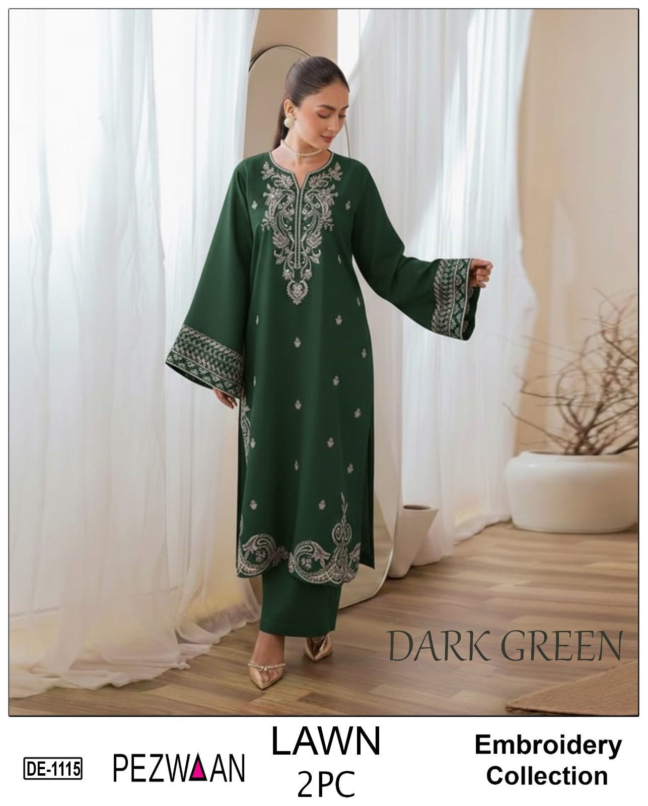 2PC Embroidered Unstitched Lawn Suit |