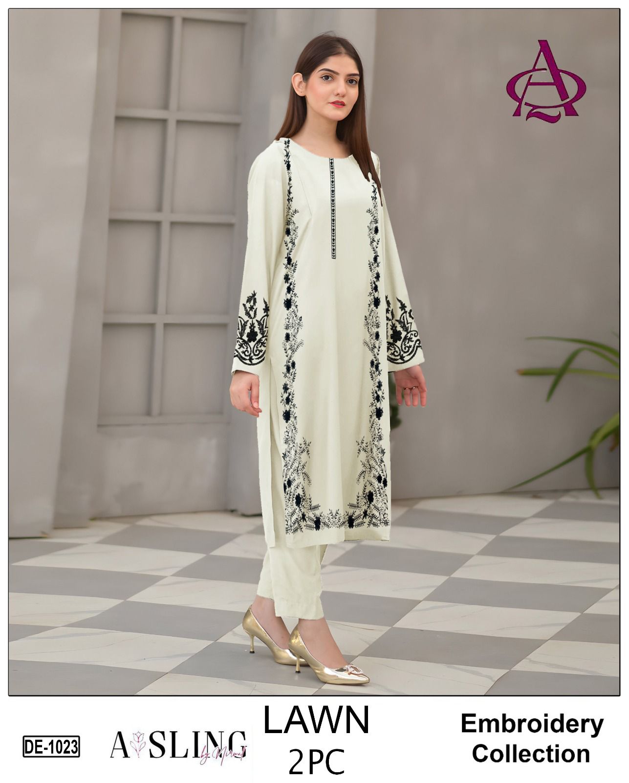 2pc Embroidered  Lawn Unstitched Summer Dress