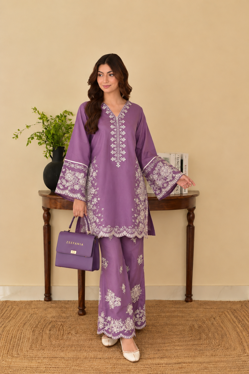 2PC Embroidered Unstitched Lawn Suit