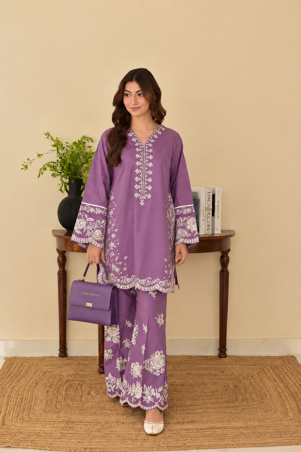 2PC Embroidered Unstitched Lawn Suit